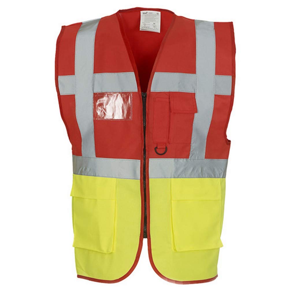 Yoko Hi-Vis Premium Executive/Manager Waistcoat / Jacket (2XL) (Hi Vis Orange/Hi Vis Yell)