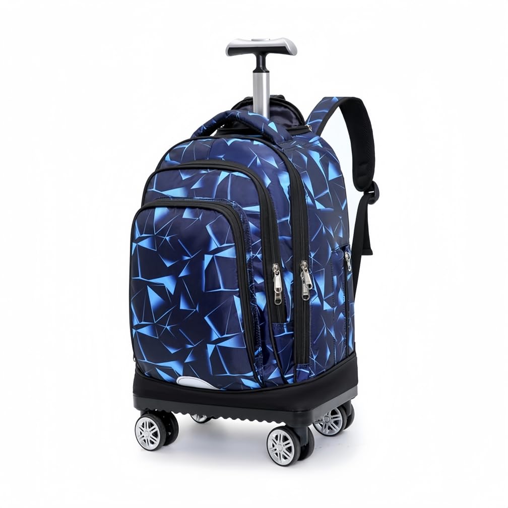 Mochilas Escolares con Ruedas Bolsas Escolares Trolley Mochilas Niños Niñas para Viajes y Escuela, Geométrico