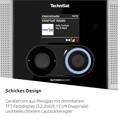 TechniSat MULTYRADIO 600 CD IR - Internetradio (Kompaktanlage, WLAN Radio, DAB+, UKW, Spotify, Bluetooth, CD-Player, USB, Farbdisplay, App-Steuerung, Fernbedienung, 40 Watt Stereo) Silber/schwarz – Bild 8