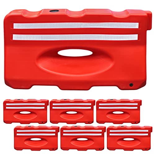 Electriduct Water Filled Barricade 4FT Plastic Sand Fillable Traffic Jersey Barrier Vehicle Safety Orange - Pack of 6