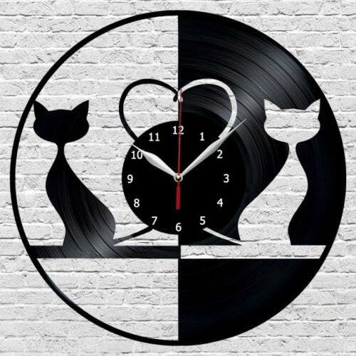 Horloge murale vinyle chats silencieuse pour bureau calme