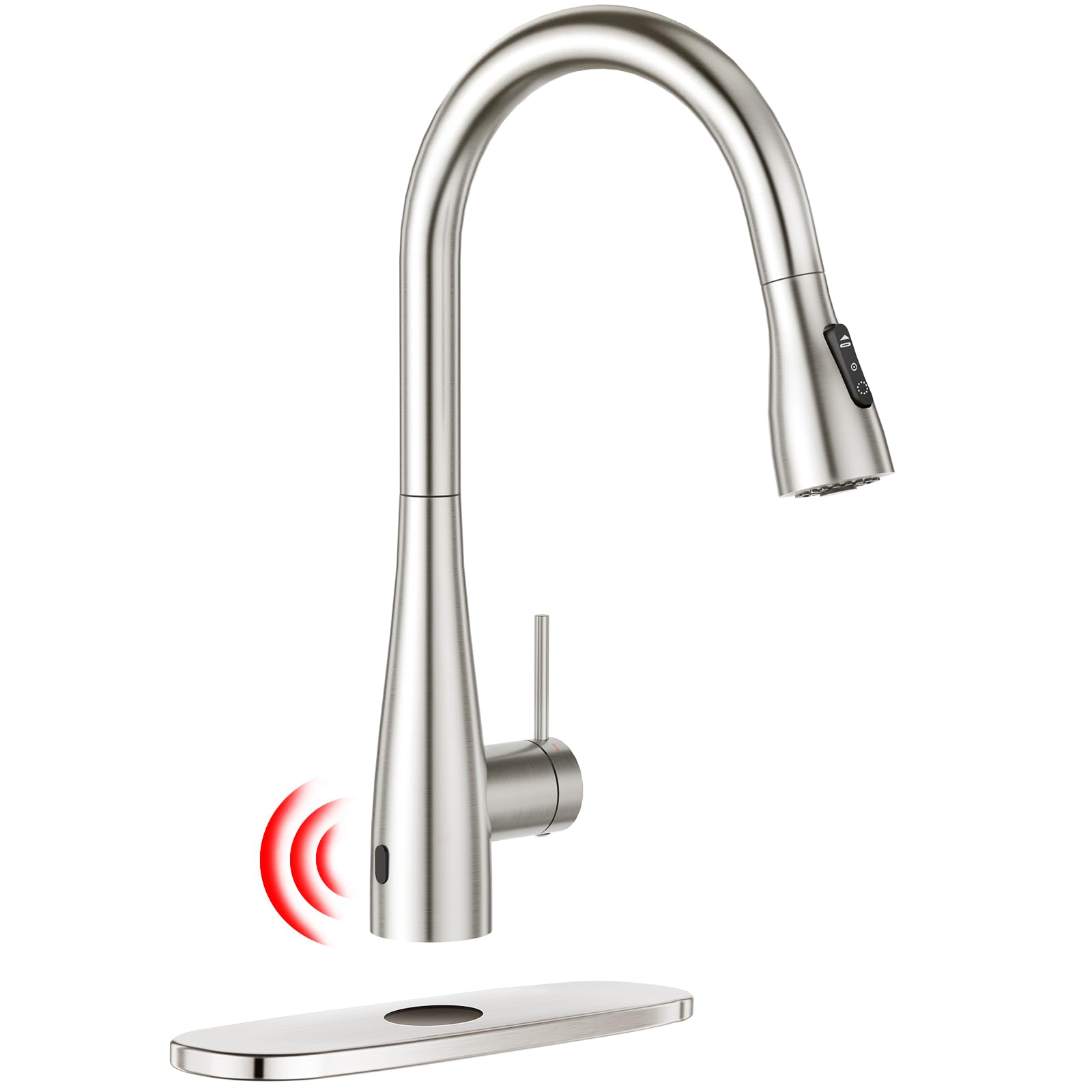 CREA Touchless Kitchen Faucet with Pull Down Sprayer,Infrared Sensor Kitchen Faucet Motion Activated Single Handle Bar Faucet Laundry Faucet for Uitility Sink Stainless Steel Brushed Nickel