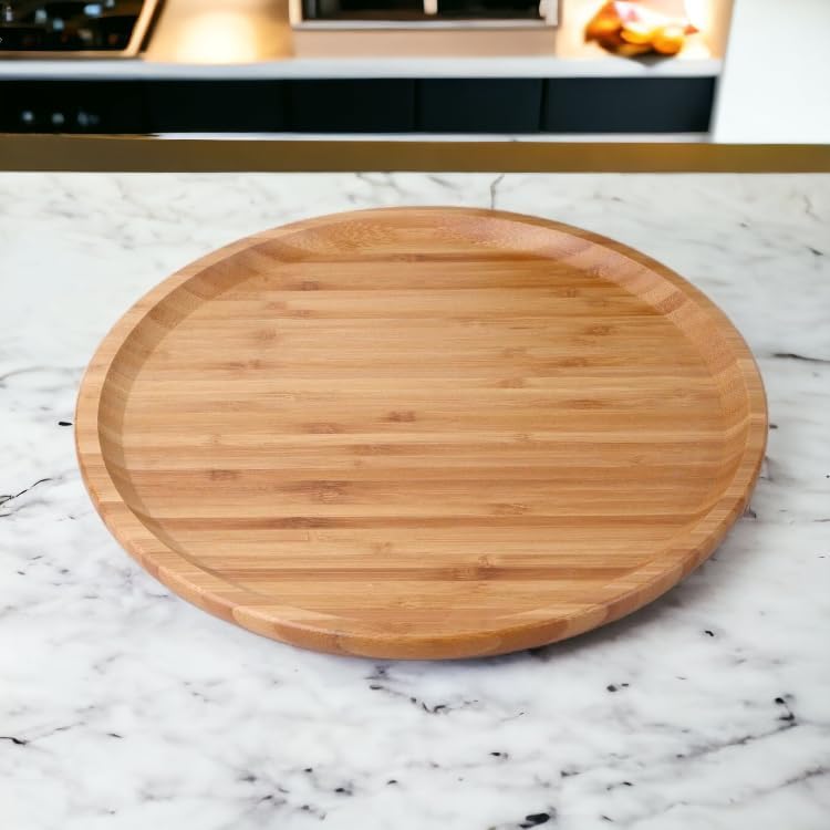 Deconox Bambu Lüx Yuvarlak Servis 30 * 30cm, Sunumluk & Çerezlik Sunum Tabağı