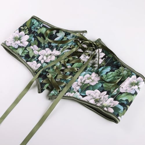 Image of Scarlet Darkness Corset Belt for Women Floral Lace Up Boned Underbust Corset Waist Belts