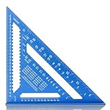 Wakuka Carpenter Square, 12 Inch Aluminum Alloy Rafter Square, SAE & Metric Dual Scale Carpenter Measuring Layout Tool, 0-90° Protractor Cast Triangle Ruler Protractor for Woodworking Carpentry