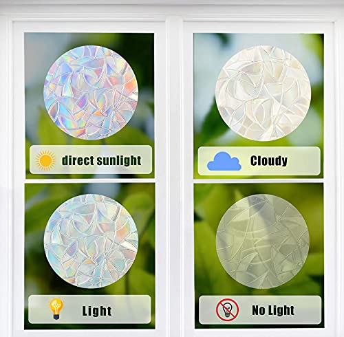 Image of STICKERGURU 16 Pieces Hexagons and Bee Window Clings - Anti-Collision Window Decals to Save Birds from Window Collisions,Non Adhesive Prismatic Vinyl Window Clings, Rainbow Stickers, Bright,rainbow