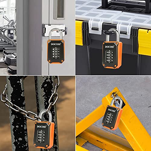 Image of DOCOSS Zinc Strong Number Lock for Door /Combination Padlock, Gate, Gym Locker - Orange Black (1 Pack)