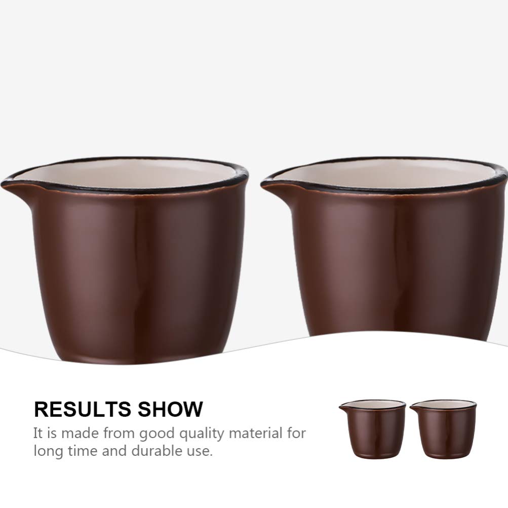 Lot de 2 Mini Pots à crème en céramique pour café Lait 40 ML pichet de Service pichet à Sauce pichet à Lait pour la Cuisine Couleur aléatoire,Brun