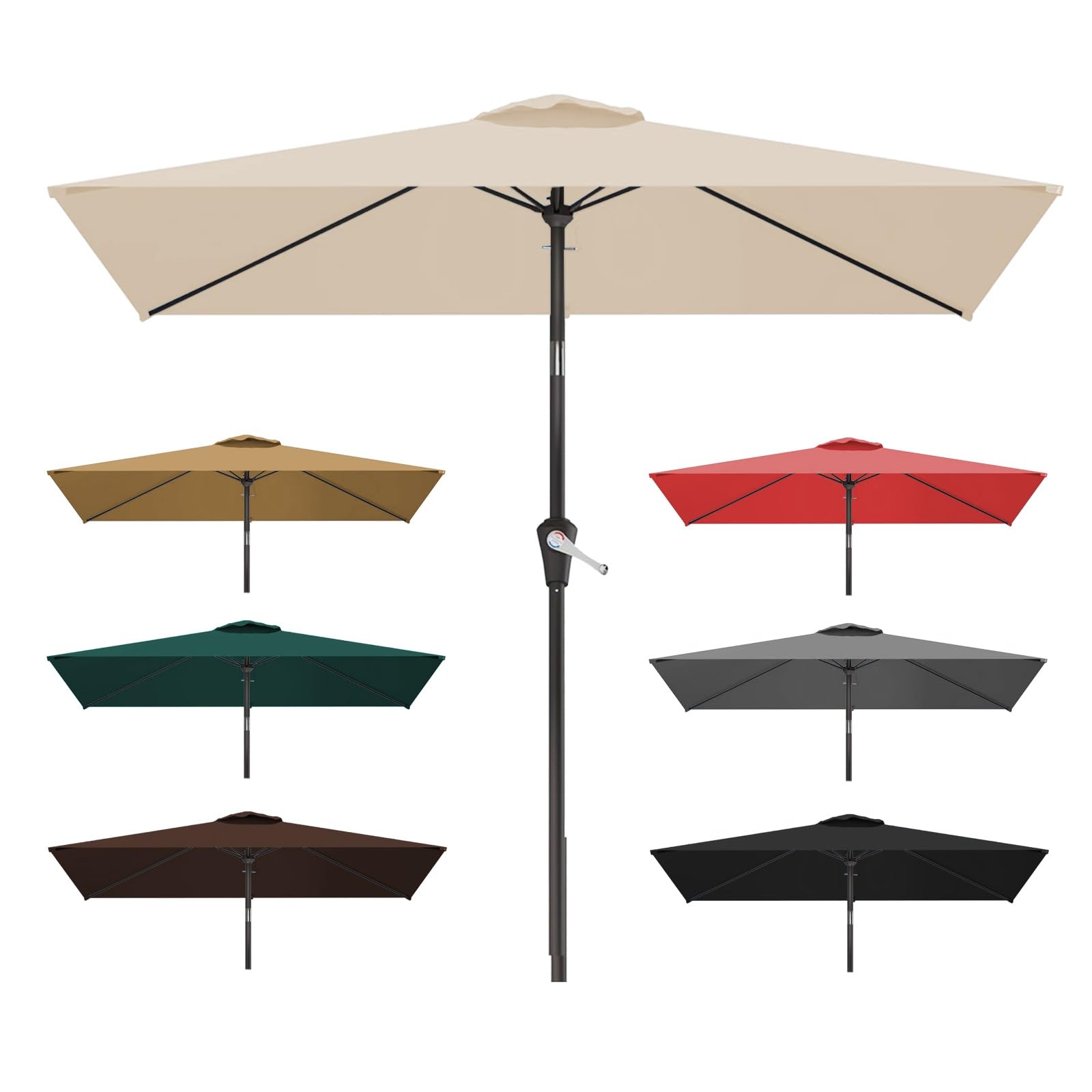 WORDFUN 2x3m Auvent De Rechange, 6 Baleines Toile De Rechange De Parasol Rectangulaire, Bâche De Remplacement pour Parasol Déporté, Dessus De Parapluie De Remplacement, Imperméable, AntiUV(Beige)