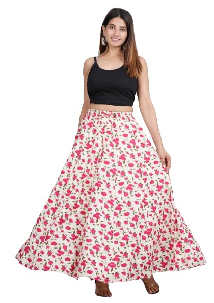 Long Skirts for Women | Printed Cotton Blend Women Wear Long Skirt-image-36