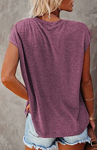 Image of CNFUFEN Short /Long Sleeve T Shirts for Women Fashion Casual Summer Lightweight Solid Trendy Tops