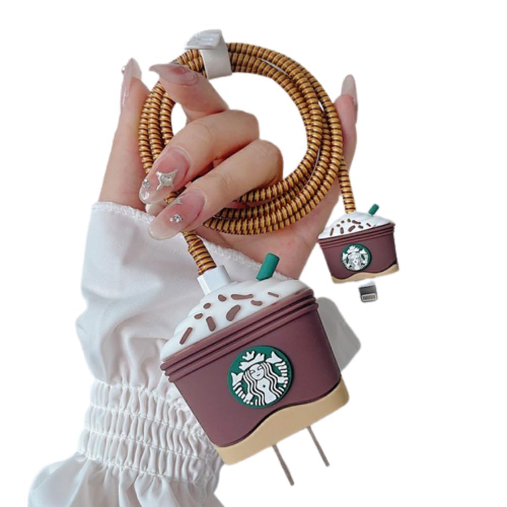 PunnkFunnk Cute Cartoon Protective Case for iPhone 18W & 20W USB-C Adapter Charger Cable, Unique Design Funny 3D Cartoon Charger Cover Cable Protector for iPhone Fast Charger (Starbucks) (B0D3M1JSV6) Amazon Price History, Amazon Price Tracker