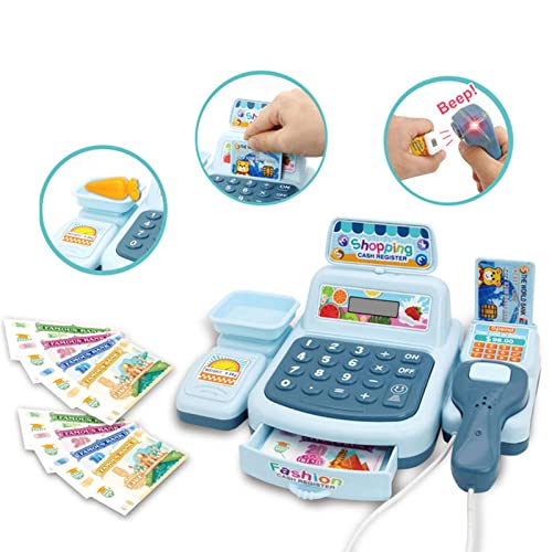 Cash Register Toy - Electronic Cash Register Pretend Play Toy | Supermarket Cash Register With Working Scanner, Credit Card, Play Money | Play Cash Role Toy For Children #TOP1