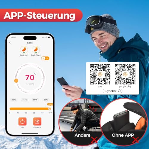 Beheizbare Socken für Damen und Herren mit 7000mAh Akkus – Ansicht 3