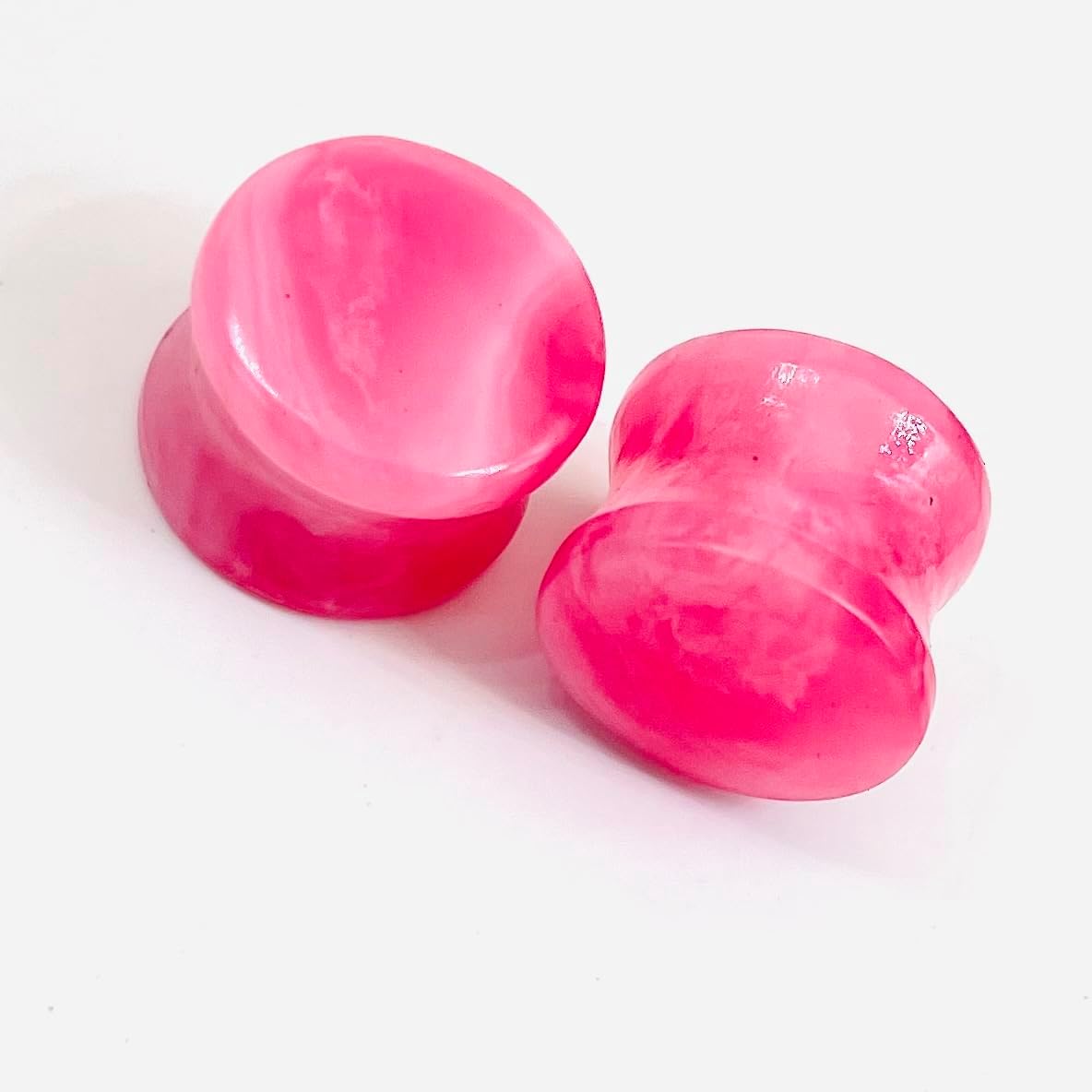 Rose Quartz Stone Double Flared Ear Plugs – Handmade Crystal Gauges for Stretched Ears – Stone Body Piercing Jewelry Tunnels – Healing Stone Gauges for Men & Women – Pair