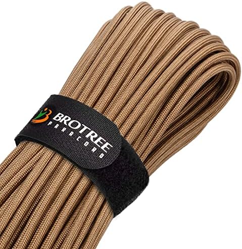 Brotree Paracord 4mm 9 Strands 100% Nylon Rope (15m-30m-50m-100m) Parachute Cord Type III for Survival, Outdoor, DIY - 280kg Breaking Load (Black, 30m)