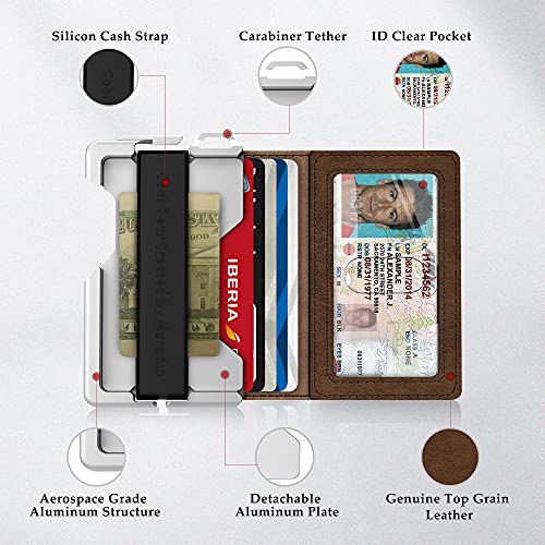 Image of MURADIN Tactical Minimalist Wallet for Men, Slim RFID-Blocking Metal Card Holder, Front Pocket Men's Nylon Leather Dapper Bifold Wallet with Money Clip