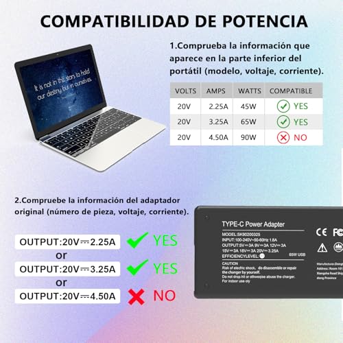 65W Chargeur Ordinateur USB C pour Lenovo HP Acer Dell ASUS Portable – vue 6