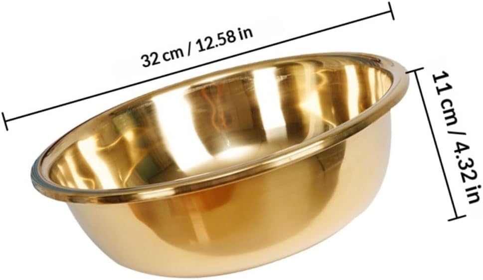Stainless Steel Kitchen Basin Thickened Small Mixing Bowl Gold Portable Washbowl for Household Vegetable Washing and Bathroom Use