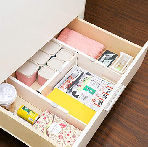 JUNSHUO 1PCS Divisores de Cajones Ajustables y Ampliables, Tabique Organizador De Cajones, de Espuma Antiarañazos Separadores de Cajones para La Cocina, BañO, Dormitorio, Oficina, Blanco (Corto)