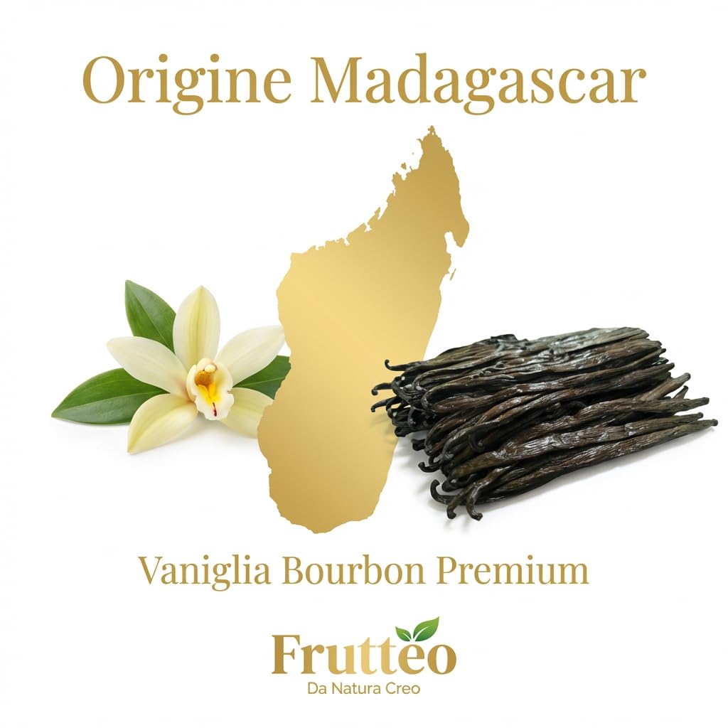 Frutteo - 20 Baccelli di Vaniglia Bourbon XL del Madagascar 16/cm, Qualità Gourmet, Carnosi e Profumati + 1 Baccelli Omaggio, Ideali per Dolci, Gelati, Creme e Ricette Raffinate