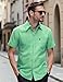 LucMatton Men's Gingham Short Sleeve Button Down Shirt Cotton Regular Fit Plaid Dress Shirts with Pocket Green X-Large