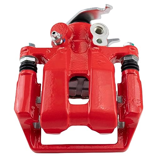 Image of TRQ Rear Left Brake Caliper w /Bracket Performance Red Drivers Side | For 2009-2014 Acura TSX 2008-2012 Honda Accord
