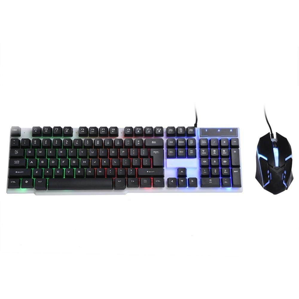 Negro Vbestlife Pack de Teclado y Ratón Gaming Teclado Mecánico Ratón de  Juego con Cable Desplazamiento 3D Teclado Respiración LED Electrónica  educators Accesorios