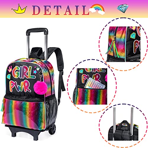 Htgroce 16 Inch Rolling Backpack For Girls, Kids Roller Wheels Bookbag, Wheeled School Bag Suitcase Wheeled Backpack For Kindergarten Little Girls 4-6 Years #TOP4