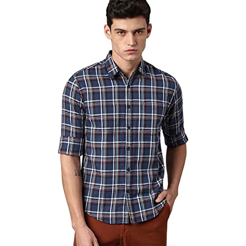 Image of Dennis Lingo Slim Fit Casual Shirts for Men (Navy)