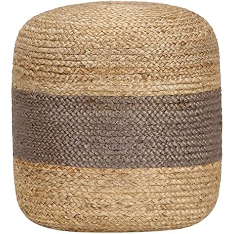 vidaXL Sitzpuff Pouf Sitzpouf Puff Sitzkissen Sitzhocker Fußhocker Hocker Fußbank Ottoman Fußbank Fußschemel Handgefertigt Grau 40x45cm Jute Cover