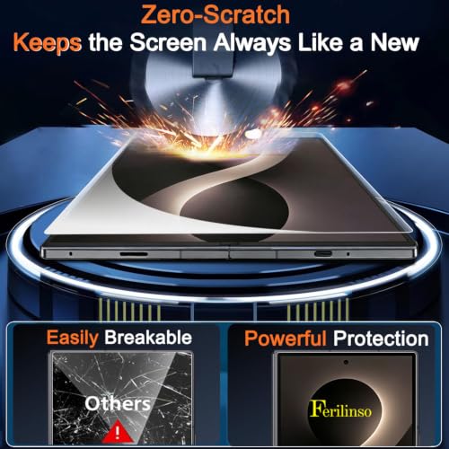Image of Ferilinso Screen Protector for Samsung Galaxy Z Fold 8, Tempered Glass Back | 3 Pack, 9H+ Hardness, Military-Grade Shatterproof, Case Friendly, Easy Installation Bubble Free, with Camera Lens Protector