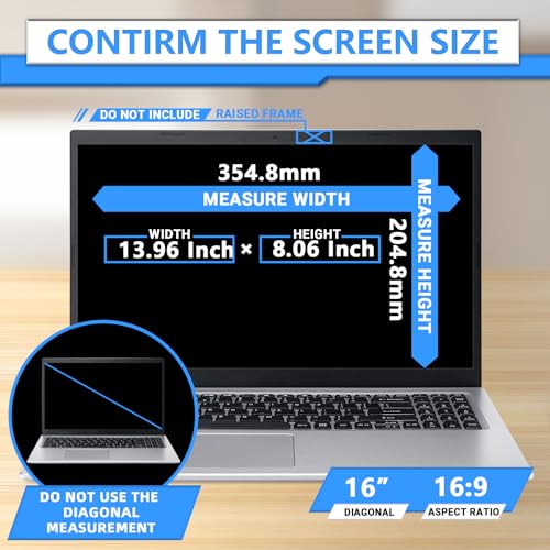 Image of Magnetic Laptop Privacy Screen 16 Inch 16:9, Removable Privacy Filter | Compatible with Samsung HP Dell Asus Acer Sony Lenovo LG Thinkpad Toshiba, Anti Spy, Anti Glare, Blue Ray Reduction