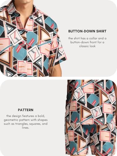 Image of DHRUVI Trendz Mens and Boys Rayon Co Ord Set | Trendy Night Dress | T Shirt and Short Set Combo Lounge | Stylish Summer Travel Wear | Matching Two-Piece for Vacation