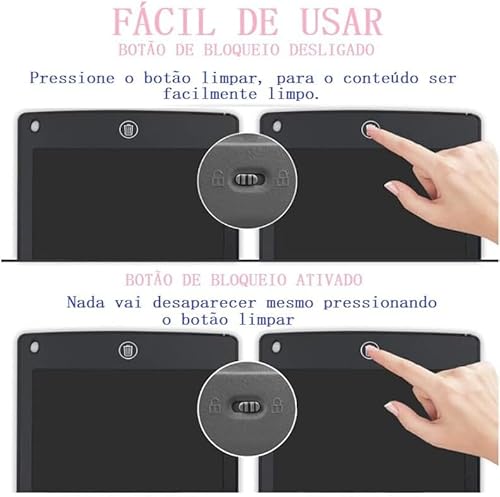Lousa Infantil Digital 8,5 Lcd mágica - ROSA - Escrita COLORIDA - Q2TEK