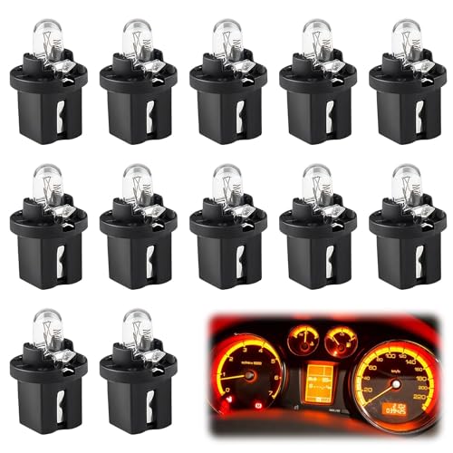 Aihoom 12pcs Ampoules T5 pour Tableau de Bord, Éclairage Intérieur Voiture, Ampoules Jaune Clair 12V 2W, Universelles pour Automobile, Pratiques et Durables