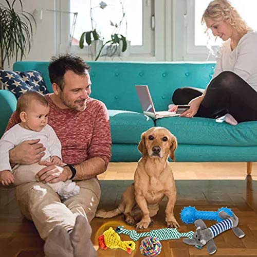 TOPSEAS Welpenspielzeug und Hundespielzeug Set 15 Stück, Natürliche Baumwolle, ungiftig, geruchlos, interaktiv, robust, Zahnreinigung