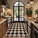 Lahome Checkered Easy Jute 3x5 Outdoor Patio Rug, Washable Rugs for Entryway Diamond Indoor Outdoor Living Room Carpet, Farmhouse Neutral Non Slip Black Door Carpet for Backyard Bedroom