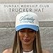 Vintage Faith & Forever Trucker Hat | Men & Women | Christian Cross God YHWH I Love Jesus Hats | Bride Bachelorette Engagement Wedding Cowboy Hat | Cotton | Snapback (Sunday Worship Club | Denim)