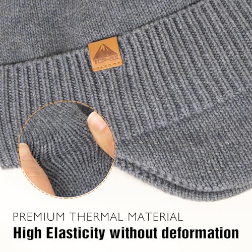 Image of TOP-EX DryKnit Unisex 80% Merino Wool Waterproof Beanie with Ear Flap Warm Winter Fleece Lined Beanie Hat M /L /XL