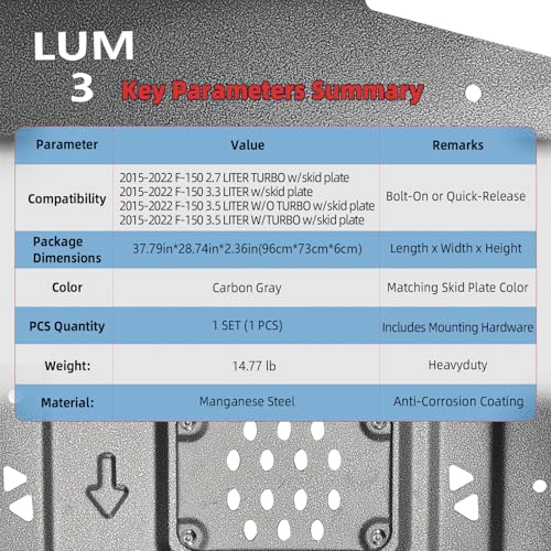 Image of High-Strength Steel Transmission Skid Plate for Ford F150 2015-2022 | OEM Under Diaper Rear Skid Plate - Heavy Duty, Hardened Build | Easy Installation | Rear Axle & Components Reinforcement Kit