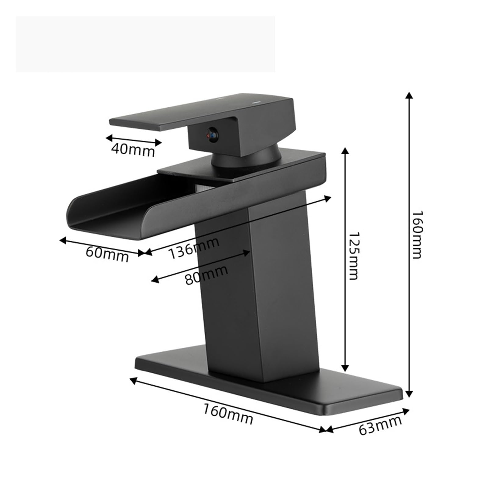 Moderne Zwarte Waterval Badkamer Wastafel Tap met Eengreeps Hot Koud Mixer Wastafel Tap Stijlvolle Badkamer Kranen Mixer voor 1 Gat Wastafel
