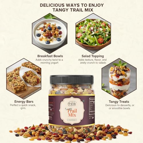 Image of LILA DRY FRUITS Tangy Trail Mix 1 kg (500g x 2) Chatpata Nuts & Seeds Combo with Cashew, Almonds, Chatpata Raisins, Cranberries, Amla, Roasted Salted Pumpkin & Sunflower Seeds Perfect for Gifting