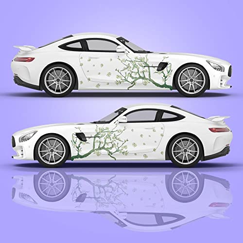 Image of 2PCS Cherry Blossom Car Livery, Japanese Theme Side Car Vinyl Livery, Universal Size, Large Vehicle Graphics, Car Livery (9)