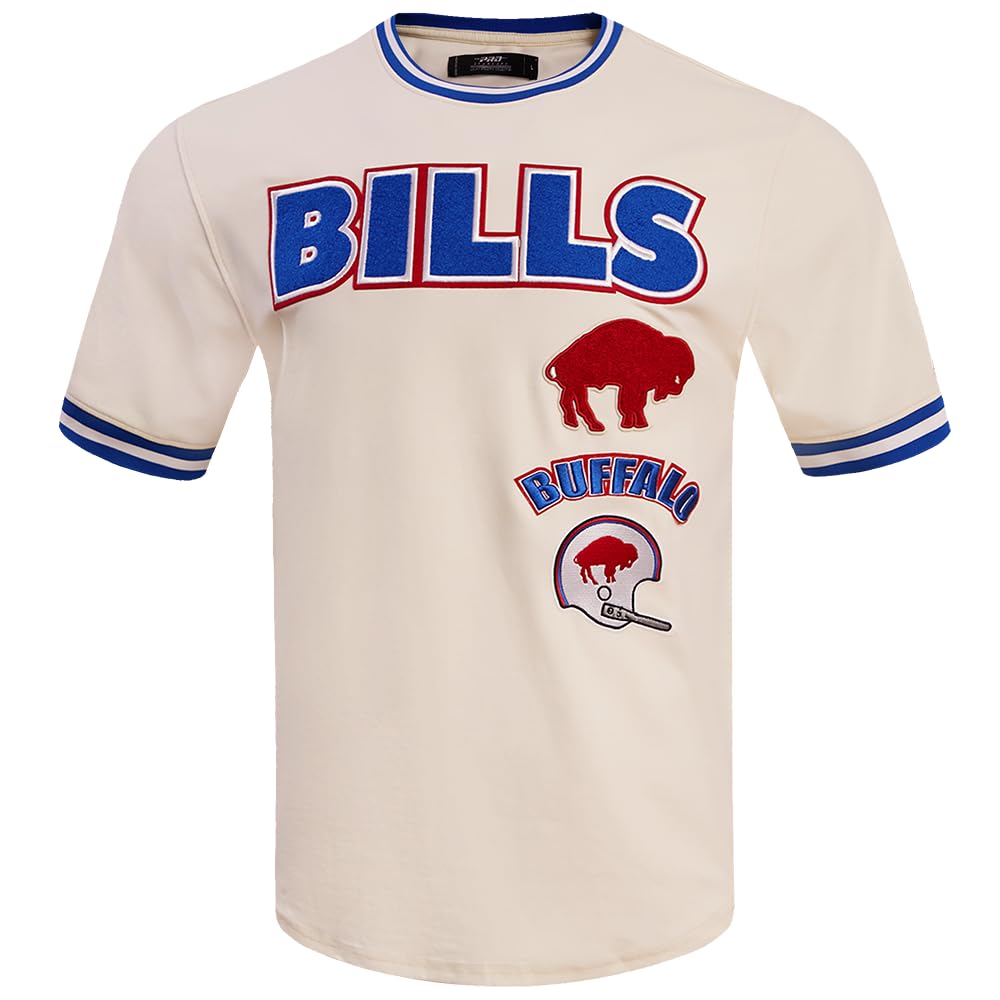 Pro Standard Mens NFL Buffalo Bills Retro Classics Short Sleeve Tee Eggshell/Royal Blue M โ image 1