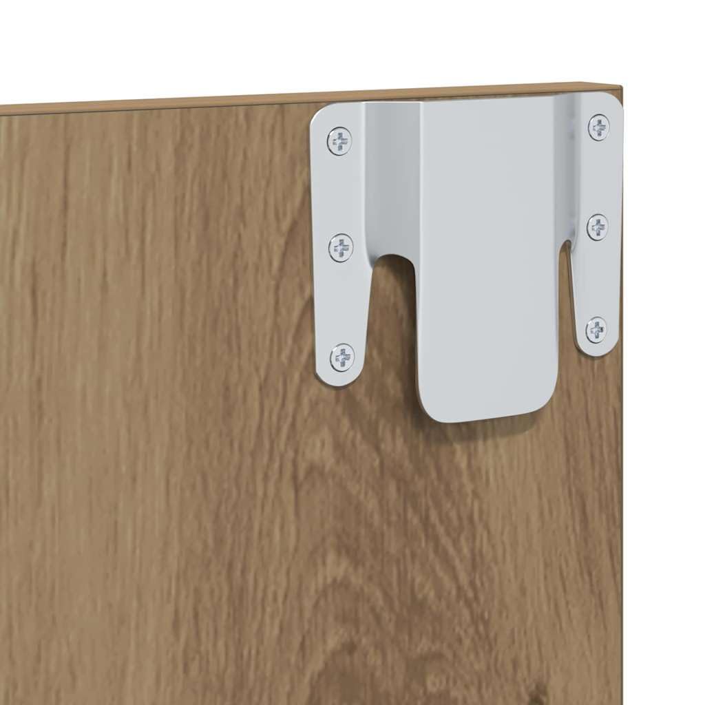 Mobile TV con ripiani e pannello posteriore in legno rovere Artisan, set montato a parete 120 x 23,5 x 90 cm con ripiani 5 x 90 cm per soggiorno