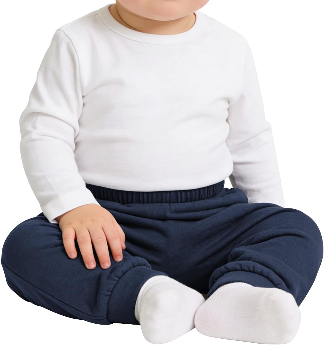VOGRYE Baby Boy Leggings 4-Pack, Stretch Pull-On Pants, Soft Cotton Blend, Elastic Waist, Toddler Infant 3-24 Months