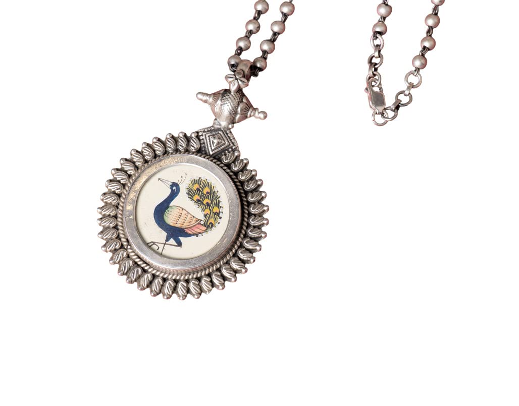 Shyle 925 Sterling Silver Ball Chain Necklace, Moh Handpainted Peacock Ball Chain Necklace, Well Stamped with 925, Handcrafted Oxidized Silver Chain Necklace, Gift for Her, Long Chain (B0BSWTNT55) Amazon Price History, Amazon Price Tracker