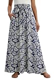 Lepunuo High Waisted Floral Skirts Womens Casual Flowy Maxi Skirts Summer Trendy Long Skirts with Pockets