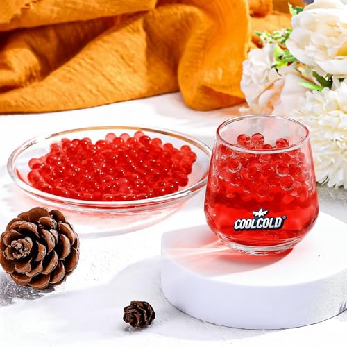 Image of COOLCOLD Gel Blaster Refill Ammo - 50,000 Rounds of 7-8mm Non-Toxic Water Beads for Gel Guns - Safe for Adults 15+ - Transparent Blue Gel Bullets - Pack of 5 - Also Ideal as Home Decor Vase (Red)